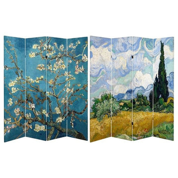 6' Tall Double Sided Works of Van Gogh Canvas Room Divider