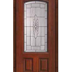 Single Door 80 Fiberglass Versailles 2 Panel Arch Lite Glass - Front Doors