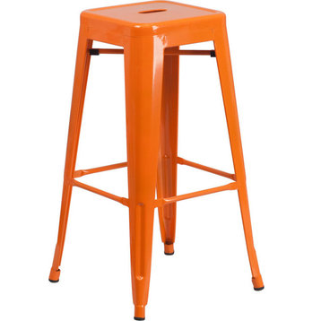 Flash Furniture Commercial 30" Orange Barstool, SQ Seat - CH-31320-30-OR-GG