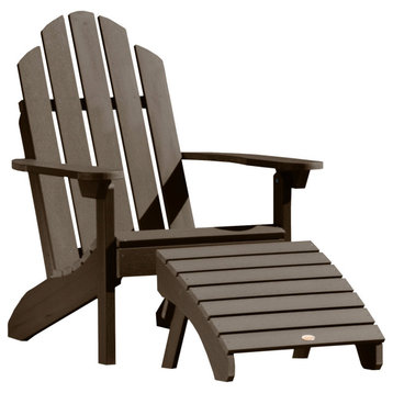 Westport Adirondack Chair With Ottoman, Weathered Acorn