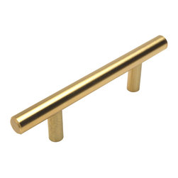 Cosmas - Cosmas 305-96BB Brushed Brass 3-3/4&rdquo; CTC (96mm) Euro Bar Pull [25-PACK] - Cabinet And Drawer Handle Pulls