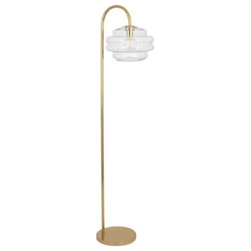 Robert Abbey Horizon 1 Light Floor Lamp, Modern Brass/Clear Glass