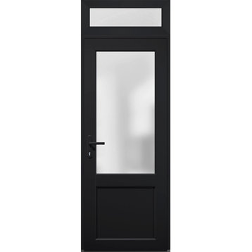 Front Exterior Prehung Door Frosted Glass / Manux 8422 Black / 36 x 94" Right In