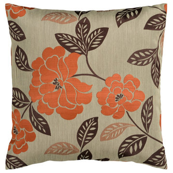 Blossom by Surya Down Pillow, Tan/Orange/Dk.Brown, 22' x 22'