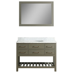 Contemporary Bathroom Vanities And Sink Consoles Manhattan Vanity With Mirror and Round Sink, Gray, 48"