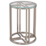 Michael Amini - Lanterna Chairside Table, Silver Mist - Every detail counts with the Lanterna Chairside Table. Brushed stainless steel and elegant