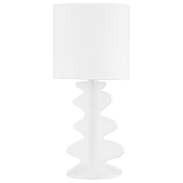 Liwa 1-Light Table Lamp Aged Brass/Ceramic Gloss White