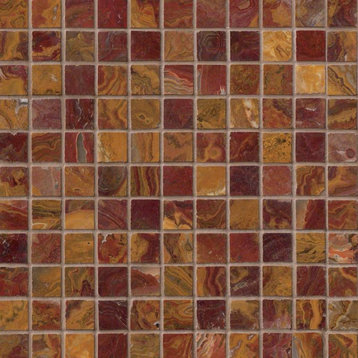 Red Onyx 1X1 Polished In A 12X12 Mesh, Multi Red Onyx, Multi Red Onyx