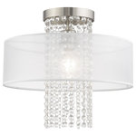 Livex Lighting - Livex Lighting Brushed Nickel 1-Light Ceiling Mount - The Bella Vista collection features a hand crafted translucent shade over a brushed nickel finish and clear crystal strands cascading in a waterfall effect to convey the glitz and glamour from an iconic time that is making a modern comeback.