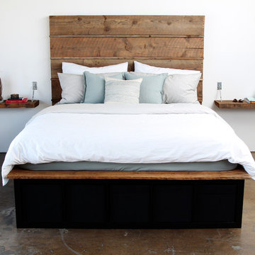 Contemporary Reclaimed Wood Bed with Storage