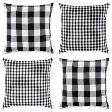 DII Modern Cotton Gingham/Buffalo Check Pillow Cover in Black/White (Set of 4)
