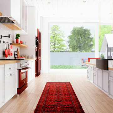 Contemporary Red Black & White Kitchen Design