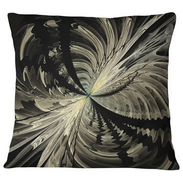 Black and White Fractal Flower Design Floral Throw Pillow, 16"x16"