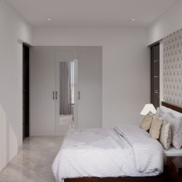 Elegant Bedroom with Mirrored Closet