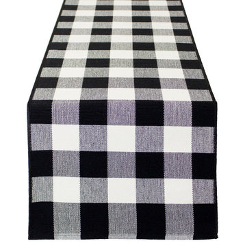 Rustic Buffalo Check with Rolled Hem Edge Table Runner, 14x103