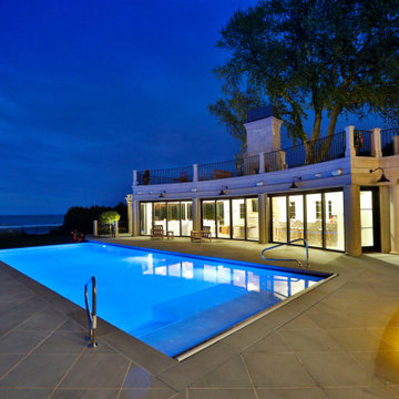 Wilmette, IL Rectilinear Swimming Pool with Separate Hot Tub