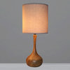 nu steel Dark Wood Texture Table Lamp With Linen Shade