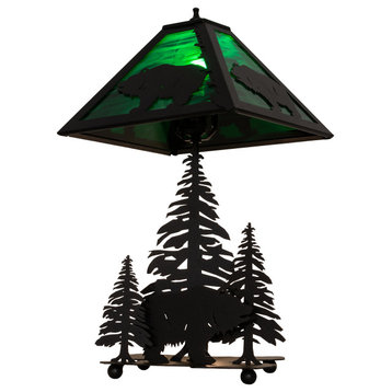 21H Grizzly Bear Through the Trees Table Lamp