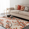 Marigold MRG-6027 Poppy Red and Ivory and Slate Contemporary Rug, 5'x7'6"