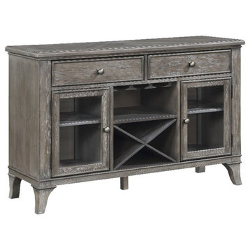 Lexicon Garner Wood Dining Room Server with wine rack in Brown Gray