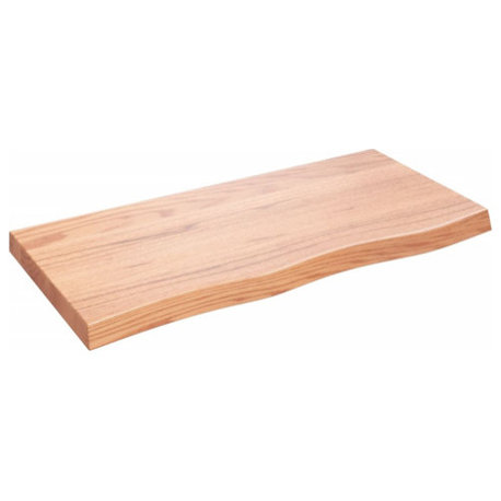 vidaXL Bathroom Countertop Live Edge Vanity Top Light Brown Treated Solid Wood