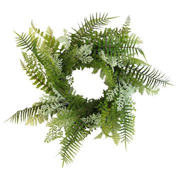 Admired By Nature Fern Wreath Artificial Wall Hanging Front Door, Green