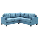 Glory Furniture - Partington Suede Sectional, Aqua Suede - Tufted Seat, Pocket Coil Springs and Compact Design Make this A Perfect Seating System for any Room. Perfect For Small Apartments, Dorms and RVs. Available in a choice of colors and fabrics. Choose From Sofas, Loveseats, Chairs, Ottomans and Even a Sectional! easy Assembly and Delivery