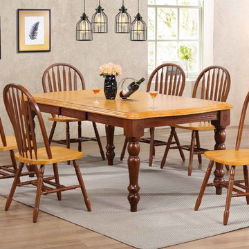 Sunset Trading 7 Piece Extension Dining Set in Nutmeg and Light Oak