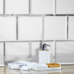Abolos - Reflections 8 in x 8 in Beveled Glass Mirror Square Tile in Matte Silver - Mosaic Tile