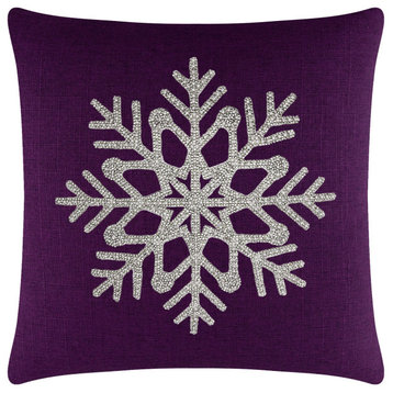 Sparkles Home Rhinestone Snowflake Pillow - 16x16" - Purple