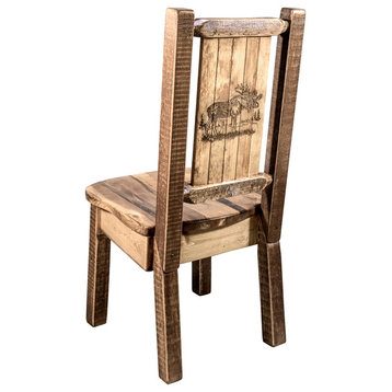 Montana Log Wood Side Chair In Stain And Lacquer Finish MWHCKSCNSLLZMOOSE
