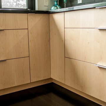 Client Built Modern Style Cabinetry Featuring Dull Rubbed Finishes