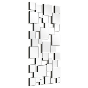 Elegant Wall Mirror with Beveled Squares Mirror, 0.25" Beveled Edge, 48"x24"