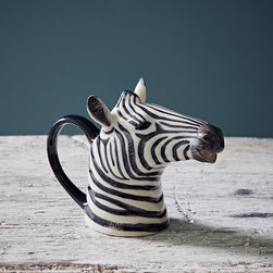 Hand Painted Zebra Jug by Quail - Jugs