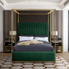 Jones Upholstered Bed, Green, Queen, Velvet