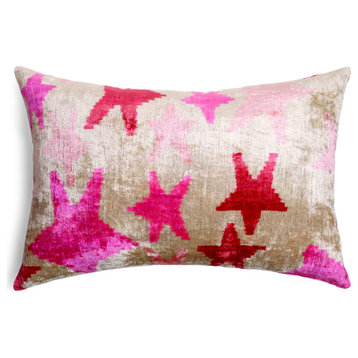 Canvello Handmade Luxury Pink Throw Pillow with Down Insert, 16"x24"