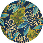 Couristan Inc - Couristan Covington Areca Palms Area Rug, Azure-Forest Green, 7'10" Round - Designed with today's busy households in mind, the Covington Collection showcases versatile floor fashions with impressive performance features that add to their everyday appeal. Because they are made of the finest 100% fiber-enhanced Courtron polypropylene, Covington area rugs are water resistant and can be used in a multitude of spaces, including covered outdoor patios, porches, mudrooms, kitchens, entryways and much, much more. Treated to prevent the growth of mold and mildew, these multi-purpose area rugs are exceptionally easy to clean and are even considered pet-friendly. An ideal decor choice for families with young children, or those who frequently entertain, they will retain their rich splendor and stand the test of time despite wear and tear of heavy foot traffic, humidity conditions and various other elements. Featuring a unique hand-hooked construction, these beautifully detailed area rugs also have the distinctive aesthetic of an artisan-crafted product. A broad range of motifs, from nature-inspired florals to contemporary geometric shapes, provide the ultimate decorating flexibility.