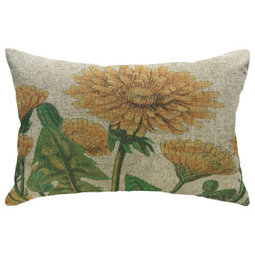 Yellow Flowers Linen Pillow
