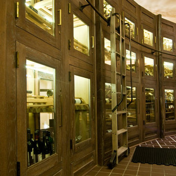White Oak Ladder; a Key Part of this Wine Cellar Design Chicago IL