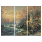 Thomas Kinkade - The Light of Peace Triptych Giclee Canvas, Set of 3, 36"x16" - This three-piece canvas set pairs on-trend decor with breathtaking Thomas Kinkade artwork. The 36 x 48 set of panels make a striking statement, bringing the art to life on your walls.