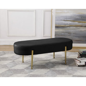 Gia Velvet Upholstered Bench, Black