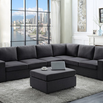 Bayside 120" Linen 7 Seat Reversible Modular Sectional Sofa