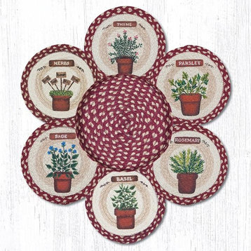 Earth Rugs TNB-524 Herbs Trivets in a Basket 10" x 10"