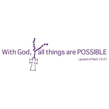 With God Wall Decal Religious Quote, Violet, 31"x12"