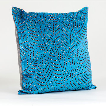Blue velvet throw pillow, fern velvet pillow cover, Romo velvet, luxury cover, 2