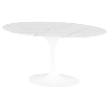 Echo Dining Table, White Marble, 63"