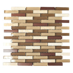Caramel Macchiato Aliminum Stone Glass Mosaic Tile Random Pattern - Home Accessories & Decor