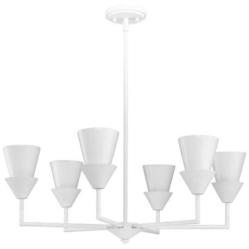 Pinellas Collection 6-Light Contemporary Chandelier, White Plaster