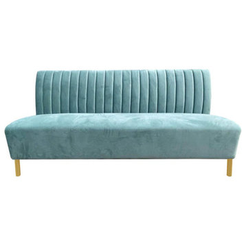 Dudley Modern Light Green and Gold Fabric Sofa