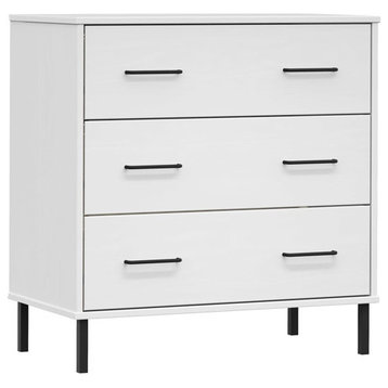 vidaXL Sideboard Chest of Drawers Storage Side Cabinet White Solid Wood OSLO
